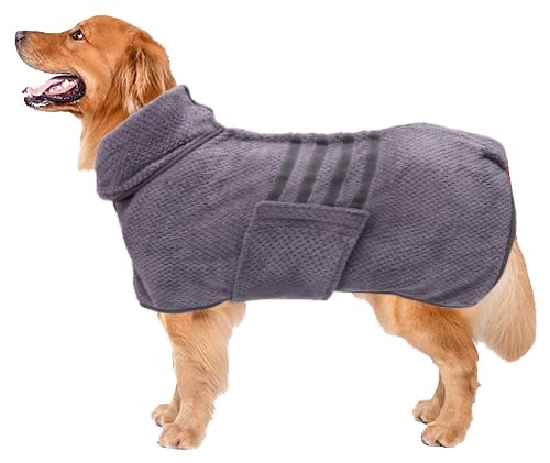 Pineapple Grid Fast Drying Super Absorbent Dog Cat Bath Robe Towel (XXX-Large / Gray(Pineapple grid))