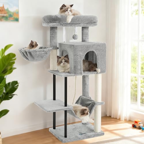 Cat Tree 43.3'' Cat Tower with Hammock for Kittens GCT004SW (43.3 inches / Light gray)