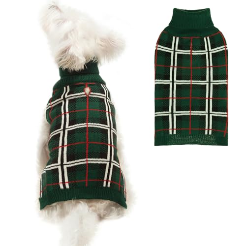 Dog Sweaters for Large Medium Small Dogs (XS - Chest 15", Back 10" / Green)