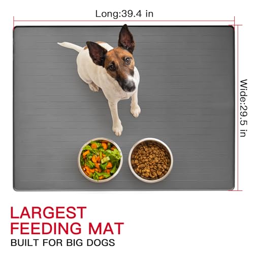 39.4"x29.5" Largest Pet Food Mat (Gray Blue / 39.4"L x 29.5"W)
