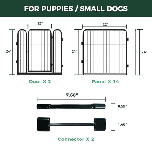 Homeplus Indoor Dog Playpen with Divider Connectors (Black / 24"H)