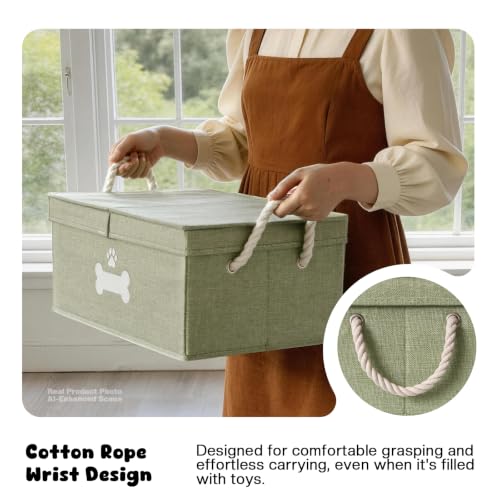 Dog Toy Basket with Double (Green / Large)