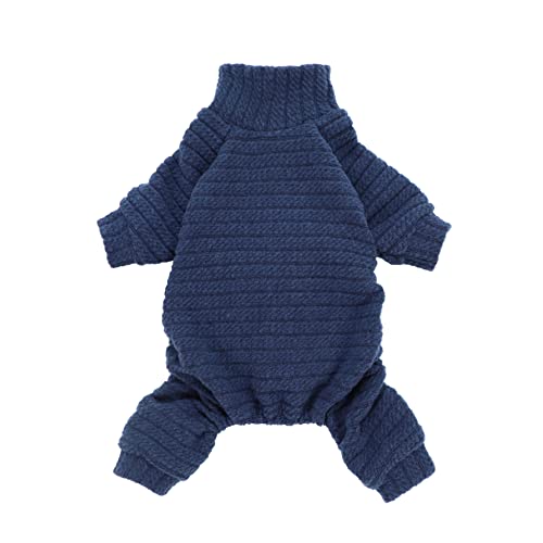 Turtleneck Knitted Dog Sweater Puppy Pajamas Thermal Doggie Winter Clothes Knitwear Pet Coats Cat Apparel Blue Small (Small / Blue)