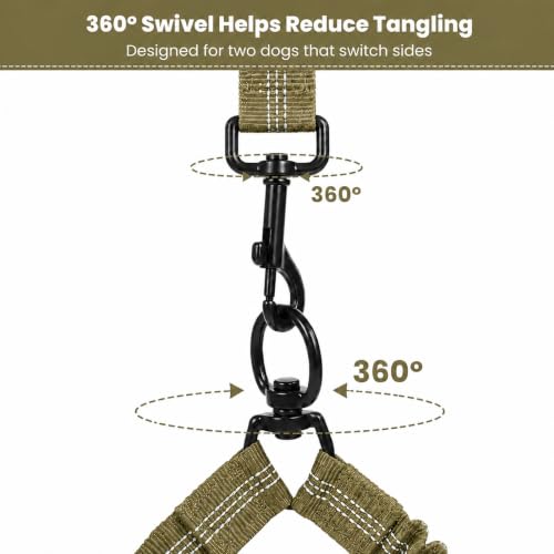 Hands Free Double Dog Leash (Khaki)