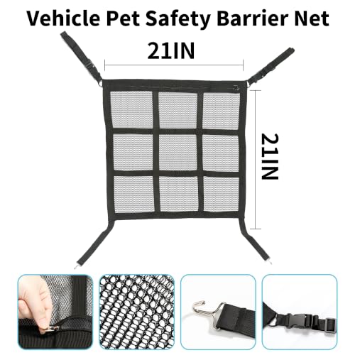 Dog Car Net Barrier Double Layer Mesh with Zipper Organizer Storage