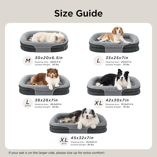 360°Oval Bolster Orthopedic Dog Beds Large Sized Dog (Charcoal / 35"lx25"wx7"th)