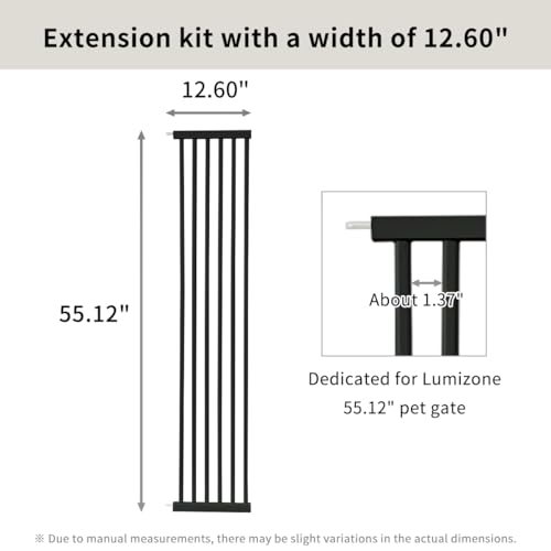 Extra Tall Cat Gate Extension Kit 55.12" High 12.6" Wide Black (55.12" H-black / 12.60" W, Extension)