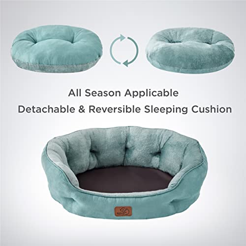 Small Dog Bed Washable (25"L x 21"W x 8"Th / Washed Blue)
