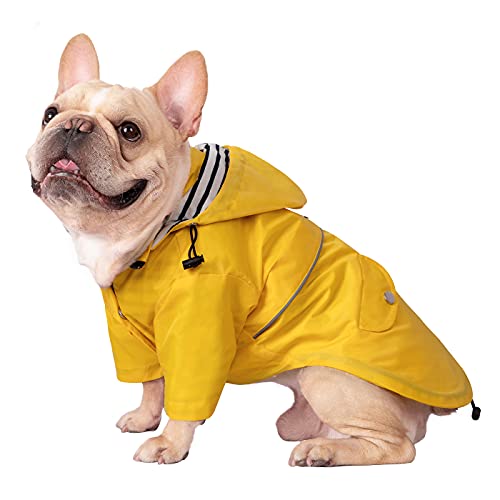 Premium 2 Layer Zip Dog Raincoat Poncho w (Small / Yellow)