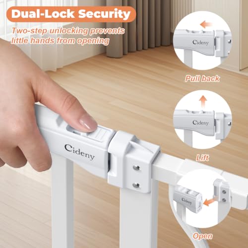 34" Tall Baby Gate No Drilling (White / 29-40"Wide, 34"Tall)