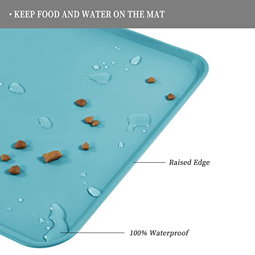 Silicone Pet Feeding Mat (Turquoise / 32" x 24")