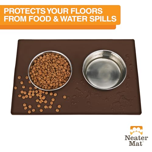 Neater Mat Pet Mats for Food and Water (32"L x 24"W / Brown)