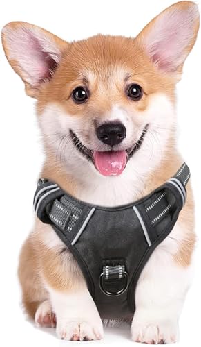 Dog Harness Dog Harness Small Dog No Pull Harness with Soft Handle Reflective Harness Adjustable (XS / Black)