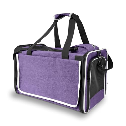 Carrying Bag Yorkie Dog Travel Kennel Ventilated Soft Pet Carrier (Purple / 18.1"L x 11.8"W x 11.8"H)