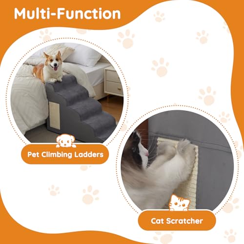 Dog Stairs for Small Dogs 22.6" H (Grey / 5-Step 22.6"H)