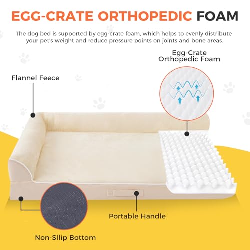 XXL Orthopedic Dog Bed (48.0"L x 35.0"W x 7.5"Th / Beige)