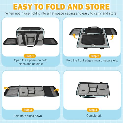 Large Cat Carrier Soft Sided Travel Pet Carrier Airline Approved (Gray)