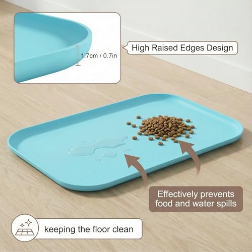 Non Slip Silicone Dog Food Mat for Food and Water (45 x 30 cm / Blue)