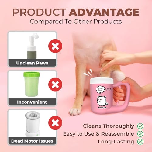 Semi Automatic Paw Cleaner for Small Medium Dog Breeds (Pink / Medium)