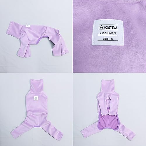 D Doggy Star Italian Greyhound Clothes Sweater Fleece Basic Onesie Whippet for Dog Turtleneck Outfits Coat (M / Flc Purple)