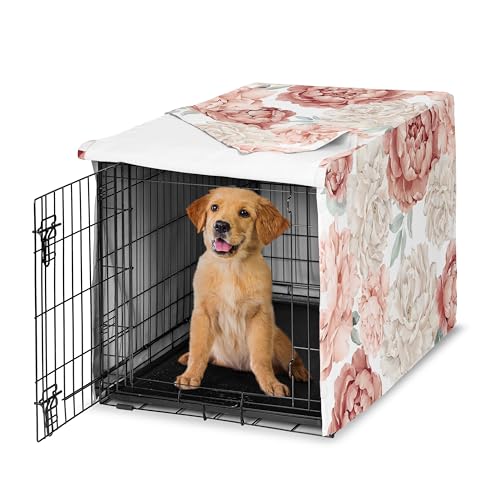 36in. Medium Dog Crate Cover (Pink and Ivory Peony / 36in. x 24in. x 23.5in.)