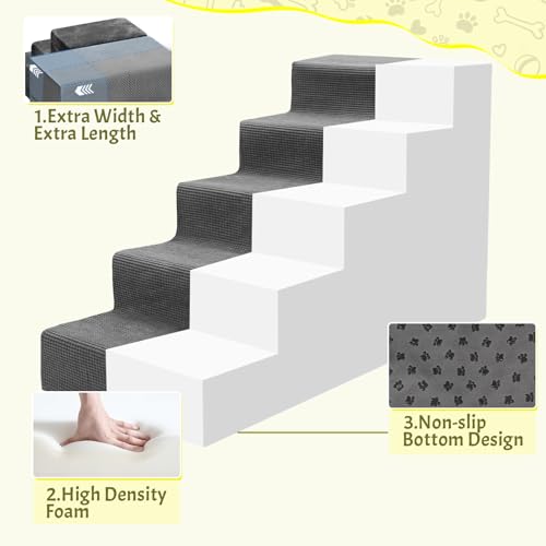 Dog Stairs for Small Dog and Cats (grey / 16.5" x 34" x 23")