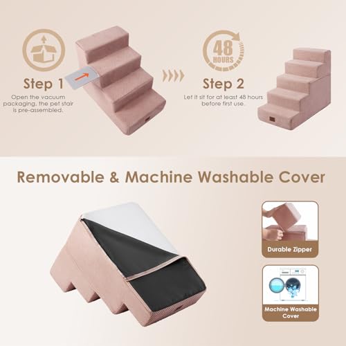 Dog Stairs for High Bed 22.5" H (Pink / Standard 15.7" x 30" x 22.5")