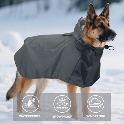 Waterproof Dog Raincoat with Hood (Grey / Medium)