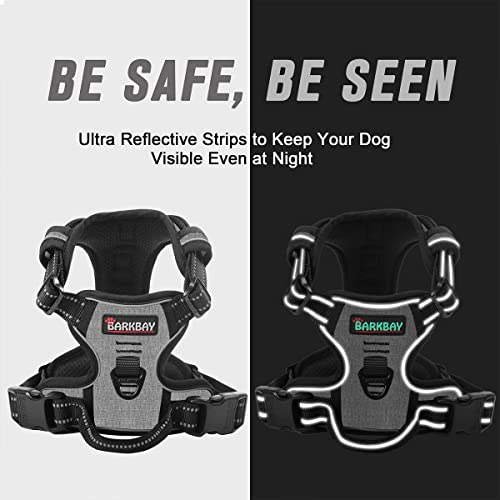 No Pull Dog Harness Front Clip Heavy Duty Reflective Easy Control Handle for Large Dog Walking (Large(Chest:24.5-32.5") / Flint Gray)