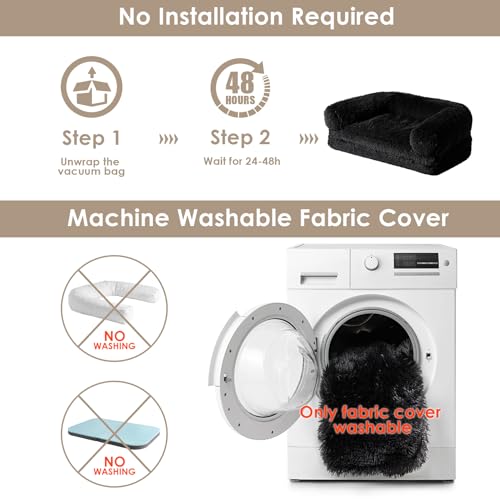 Orthopedic Foldable Human Dog Bed (72x44x11(Folded 44x36) / Black)