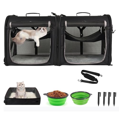 2-in-1 Pet Carrier for Cats & Dog, Travel Carrier for Camping (35.4"L x 13.8"W x 16.9"H / 2.0 Black)