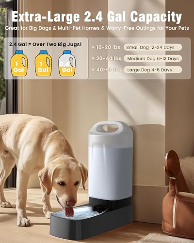 2.4 Gallon Automatic Dog Water Bowl Dispenser with Handle