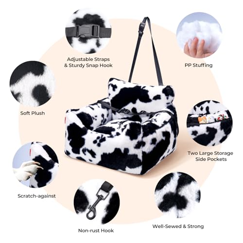 Dog Car Seat for Small Dogs & Cats Under 25 lbs (Milk Cow / Small)