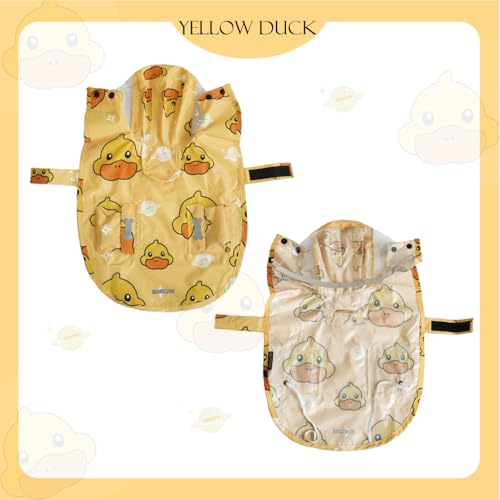 Dog Raincoat Waterproof Rain Poncho with Hoodie (X-Small: 4-9lbs / Yellow Duck)