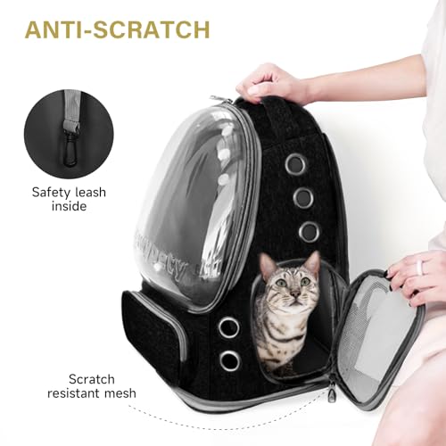 Cat Backpack Carrier Large Space Bubble Backpack up to 12lbs Black (Black)