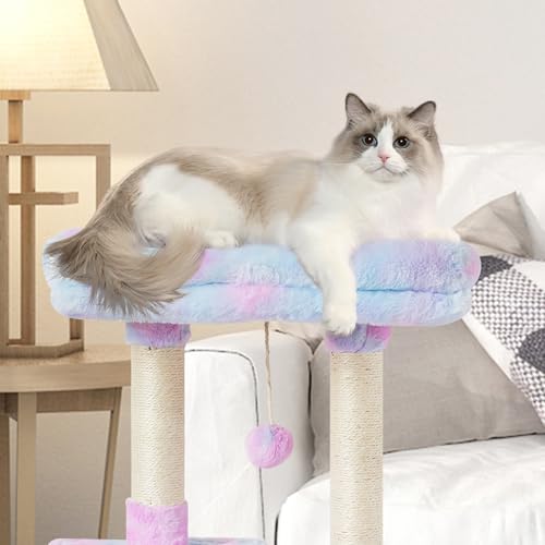 Cute Cat Tree Kitten Cat Tower Condo Cat Furniture Sisal Scratching Posts R (Rainbow)