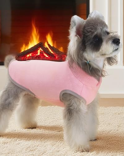 4 Pieces Fleece Dog Sweaters Vest Winter Warm Dog Clothes for Small Medium Large Dogs Girl Soft Pullover Doggie Sweatshirt Puppy Cold Weather Jacket (Small(Chest-13.8") / Pink, Rose, Purple)
