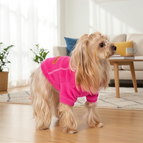 4 Pack Fleece Dog Sweater Clothes for Small Dogs Girls Boys Pullover Turtleneck Dog Sweatshirt Coat Winter Soft and Warm Pet Puppy Sweater Clothes for Cold Weather Spring Autumn Christmas (Purple+Rose+Light Pink+Peach / XL)