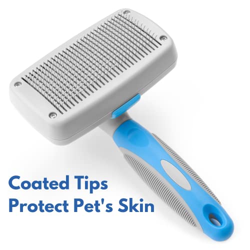 Self Cleaning Slicker Brush for Dogs and Cats (White / 1 Count (Pack of 1))