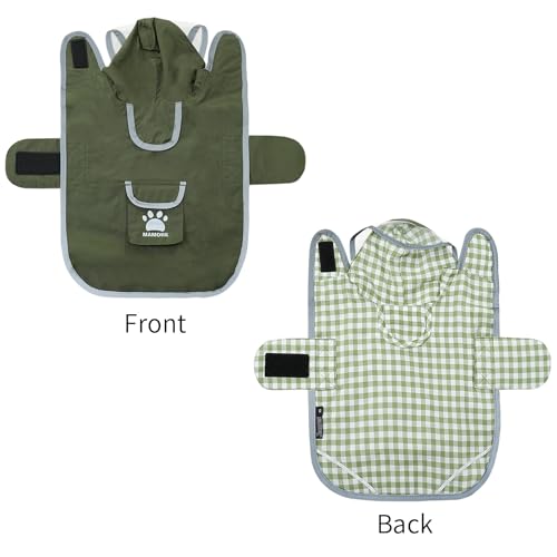 Dog Raincoat Reversible (Army Green / Medium(13-22lb))