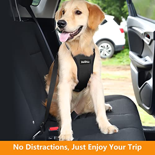 Dog Seat Belt Vest Harness for Car (Black / XXL (Chest: 30.7-51.2", Neck: 16.1-26.4"))