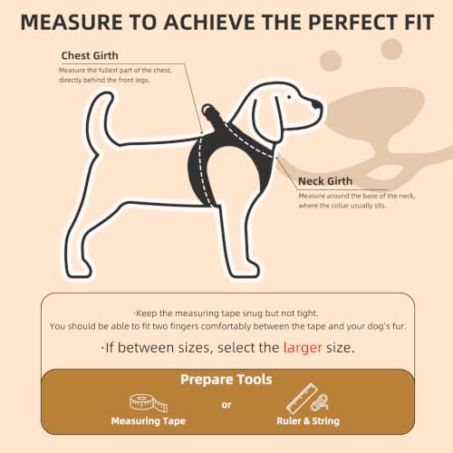 Dog Harness Collar and Leash Set No Pull for Small Medium Sized (Khaki / M (CHEST 16"-18"))
