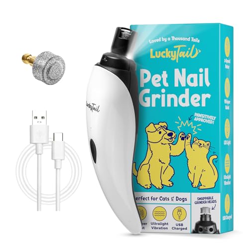 LuckyTail Pet Nail Grinder for Dogs and Cats (White)