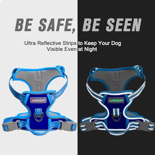 Dog Harness No Pull for Large Dogs Front Back Clips (Large(Chest:24.5-32.5") / Sapphire Blue & Blue)