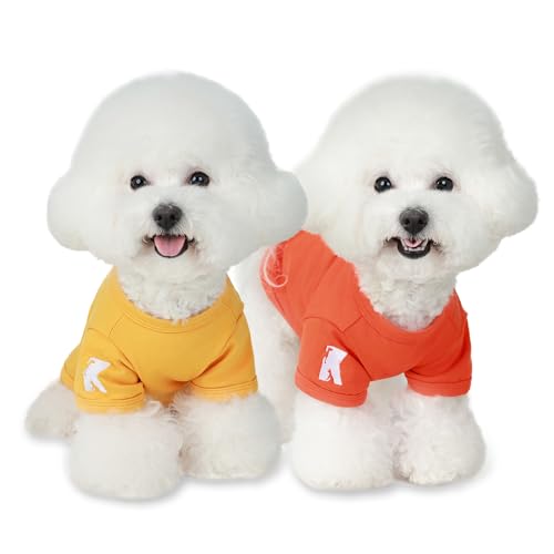 Dog Shirts Soft Plain Solid T (Yellow & Orange / XL-(15~24lb) | Chest(~20.8"))