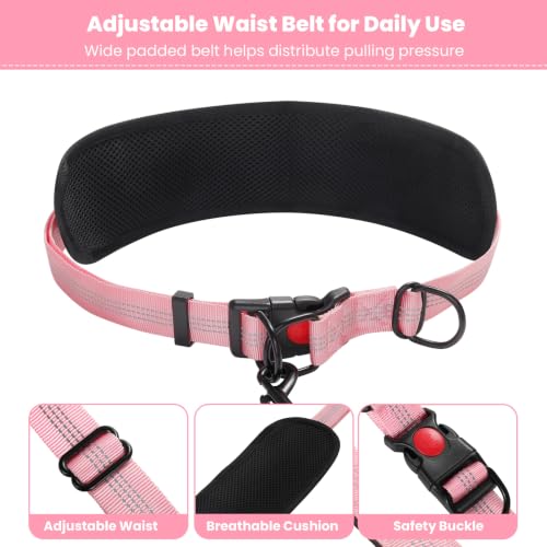 Hands Free Double Dog Leash (Pink)
