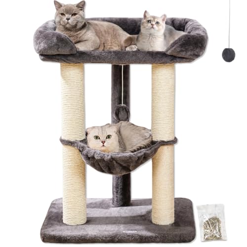 28" Cat Tree Large Bed for Big Cats (Gray)