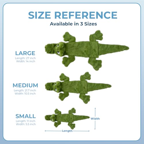 2-in-1 Stuffless Squeaky Dog Toy - Alligator, Small (Green/Alligator / Small)