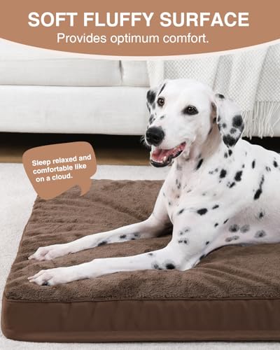 Orthopedic Dog Bed for Large Dogs with Waterproof Lining (Brown / 35.0"L x 22.0"W x 3.0"Th)