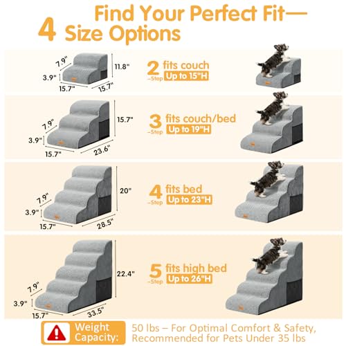 High Density Foam Dog Stairs 4 Tiers (Grey / 28.5*15.7*20.5)